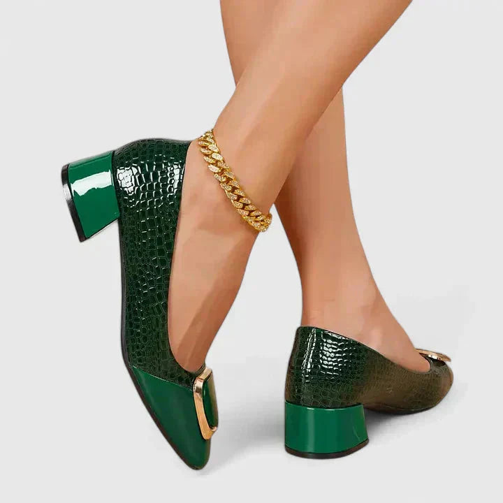 Poppy - Elegant Women's Orthopedic Loafers with Block Heel and Buckle Detail