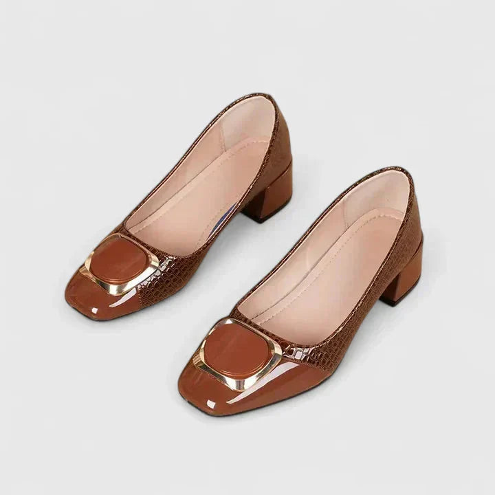 Poppy - Elegant Women's Orthopedic Loafers with Block Heel and Buckle Detail
