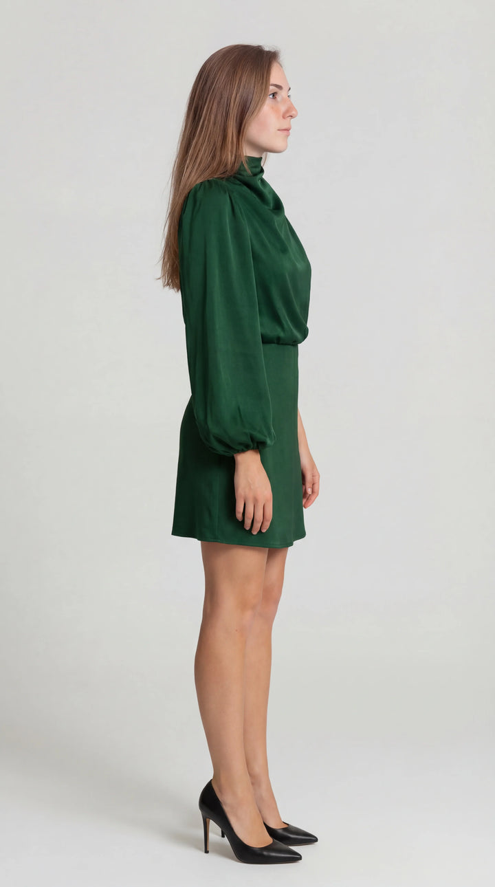 Poppy - Glam Women's Fall Wedding Guest Mini Dress with One-Shoulder Sleeve