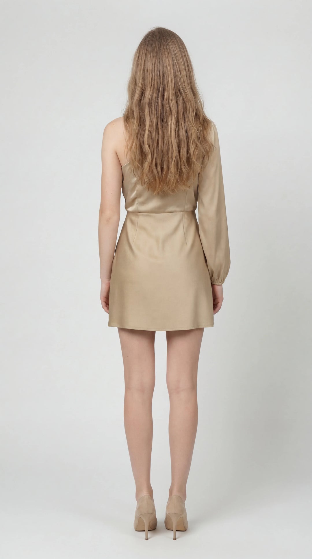 Poppy - Glam Women's Fall Wedding Guest Mini Dress with One-Shoulder Sleeve
