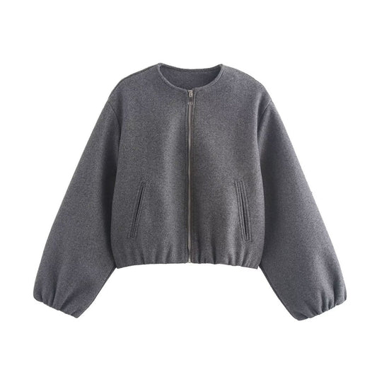 Poppy - Women's Bomber Jacket Cropped Fit for Autumn with Elasticated Hem and Cuffs