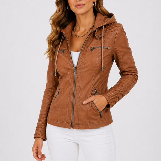 Poppy - Women's Jacket with Hood and Zip Front