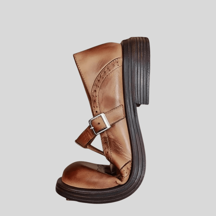 Poppy - Women's Smart Orthopedic Shoes with Mary Jane Strap and Brogue Detail