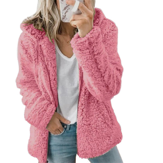 Poppy - Women's Teddy Jacket Fleece Style Hooded with Zip Fastening