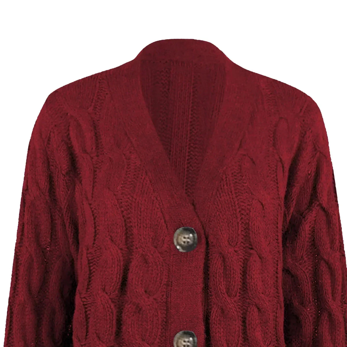 Poppy - Women’s comfy long knitted cardigan with button front and v neck