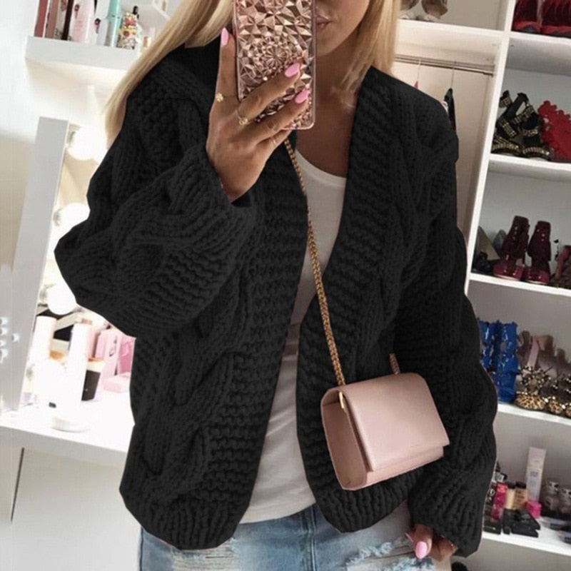 Poppy - Women’s oversized chunky knitted cardigan with open front