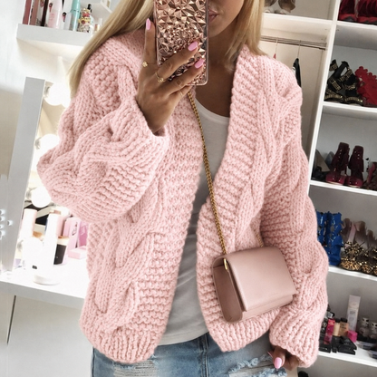 Poppy - Women’s oversized chunky knitted cardigan with open front