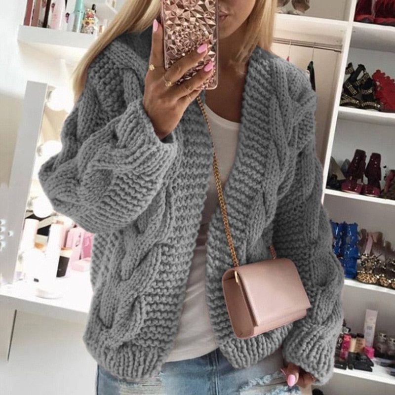 Poppy - Women’s oversized chunky knitted cardigan with open front