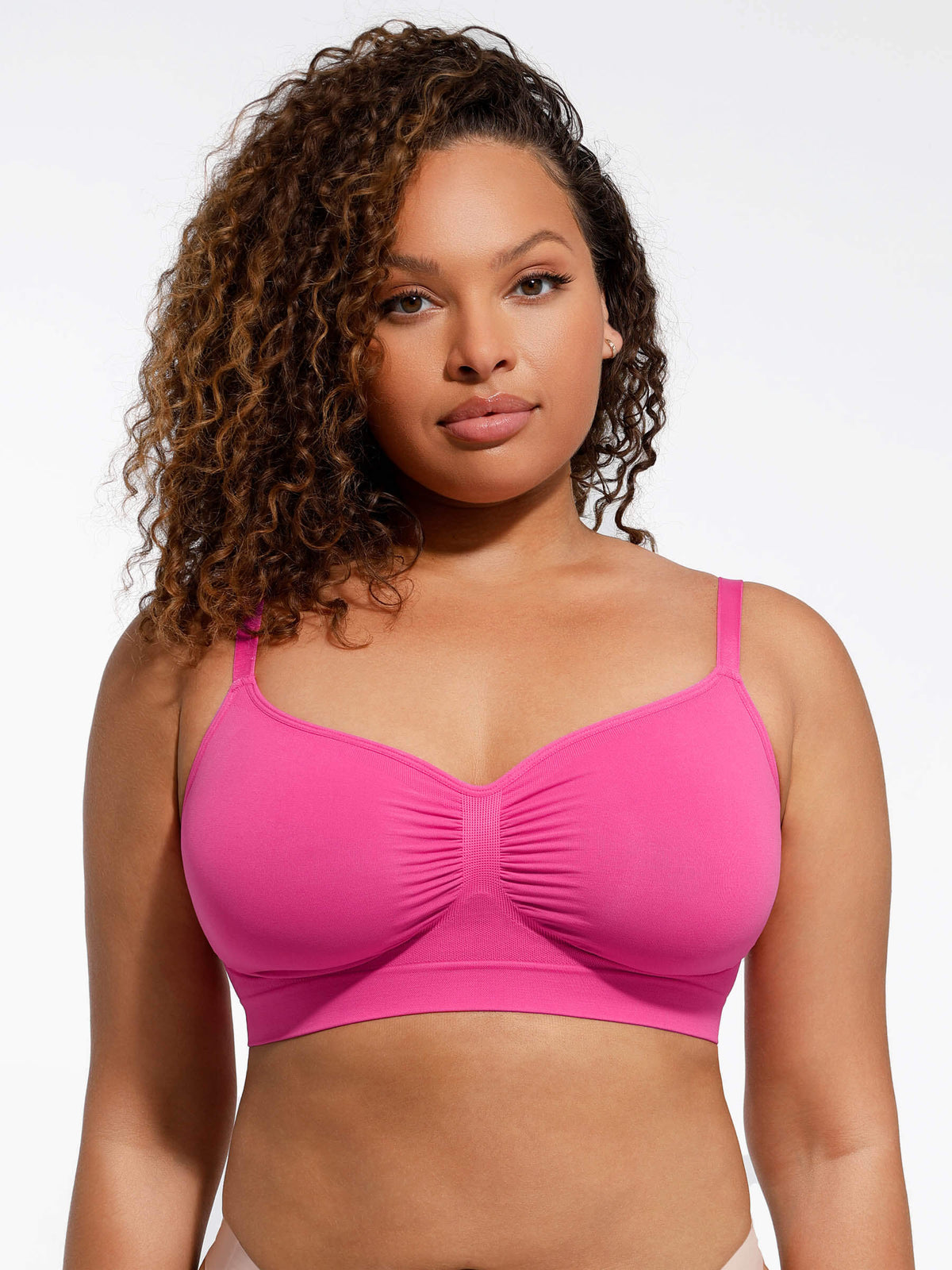 Poppy - Women's seamless push up bra with ruched front and adjustable straps