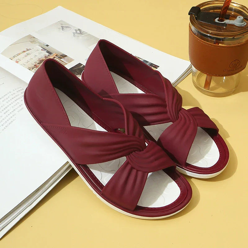 Rosie - Casual Women's Orthopedic Flat Sandals with Twist Knot Cross Strap and Open Toe