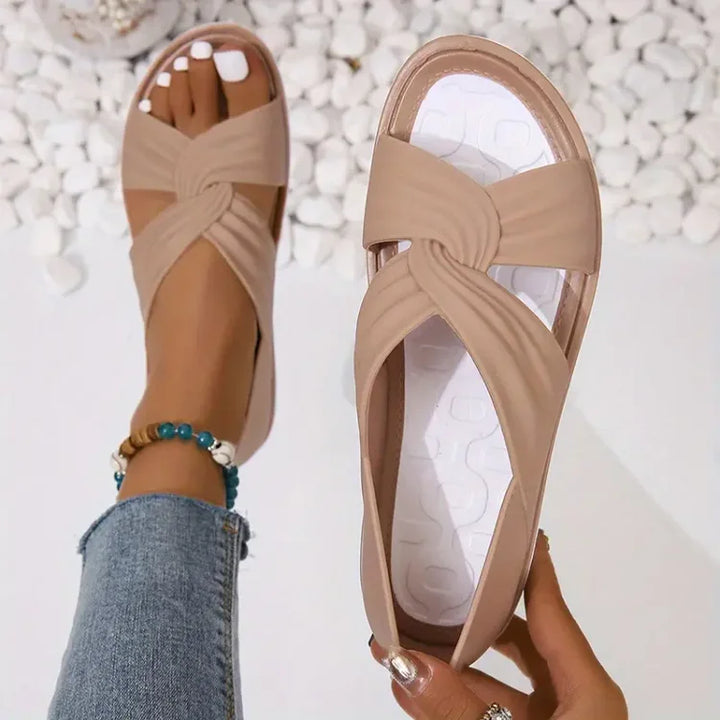 Rosie - Casual Women's Orthopedic Flat Sandals with Twist Knot Cross Strap and Open Toe