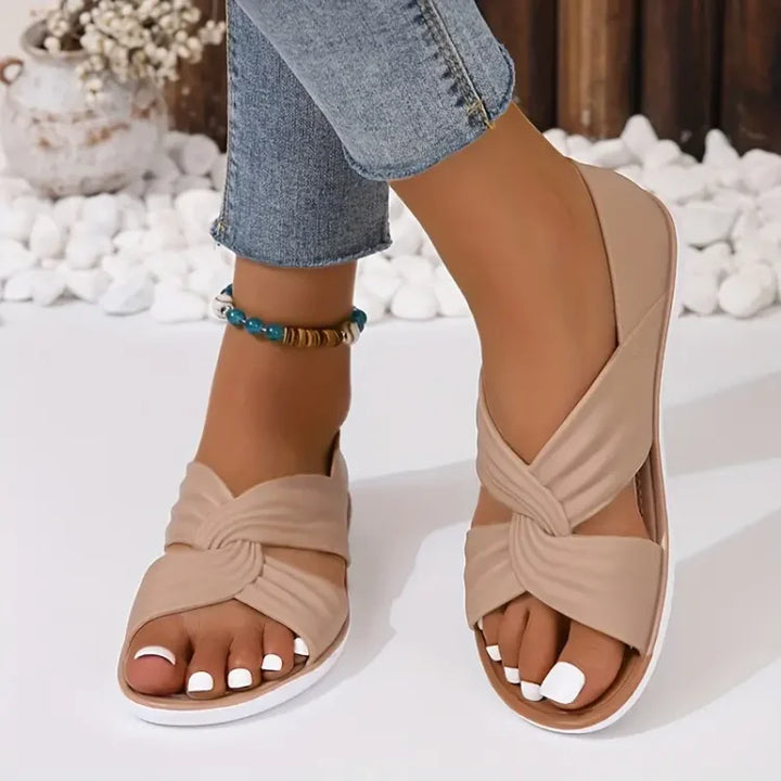 Rosie - Casual Women's Orthopedic Flat Sandals with Twist Knot Cross Strap and Open Toe