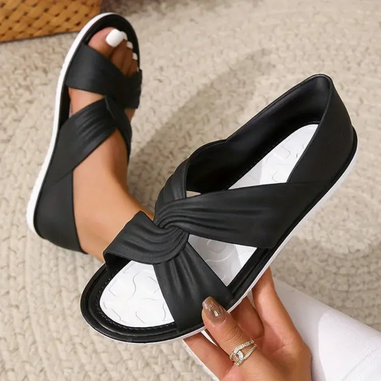 Rosie - Casual Women's Orthopedic Flat Sandals with Twist Knot Cross Strap and Open Toe