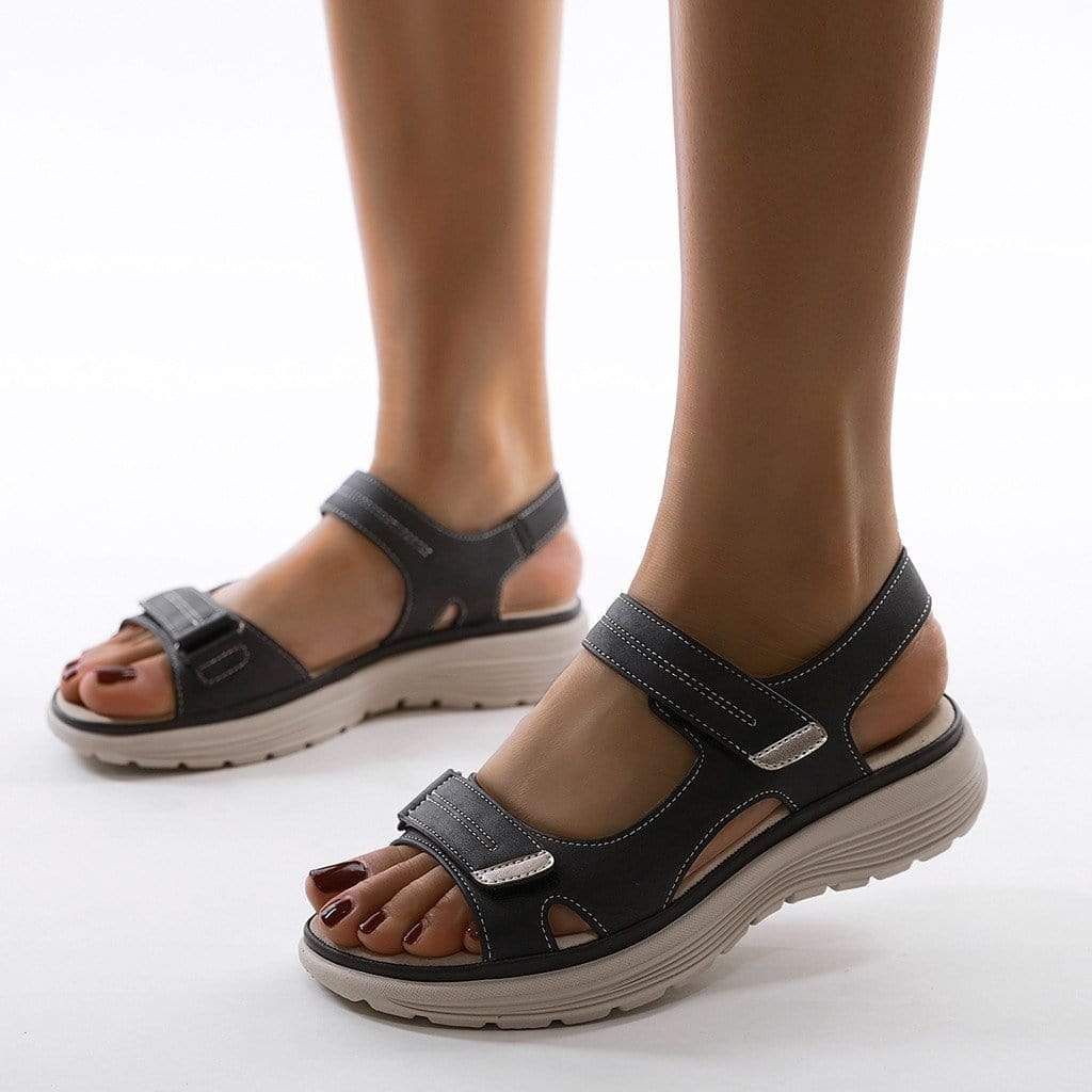 Rosie - Relaxed Women's Orthopedic Sandals with Double Velcro Strap and Wedge Platform Sole