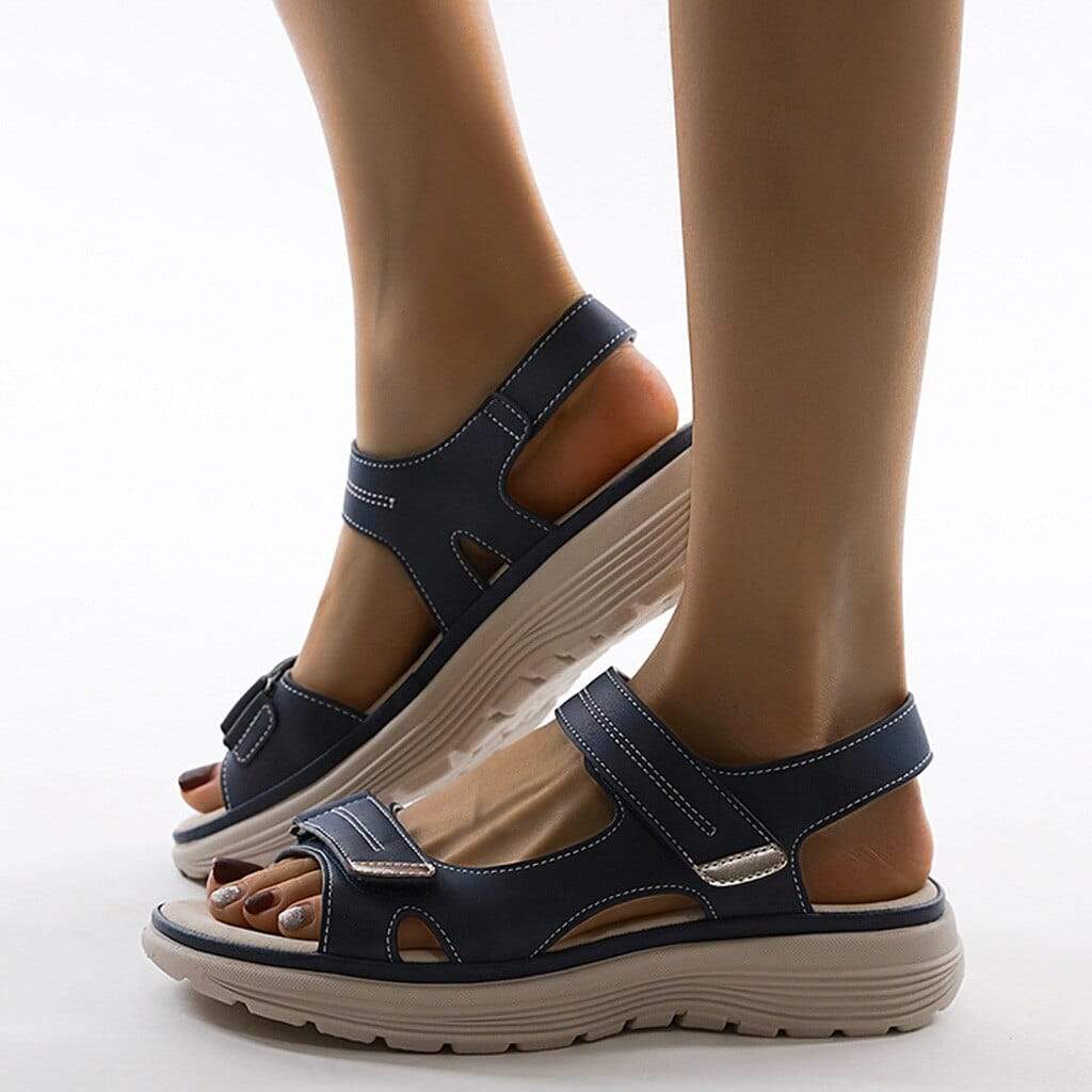 Rosie - Relaxed Women's Orthopedic Sandals with Double Velcro Strap and Wedge Platform Sole