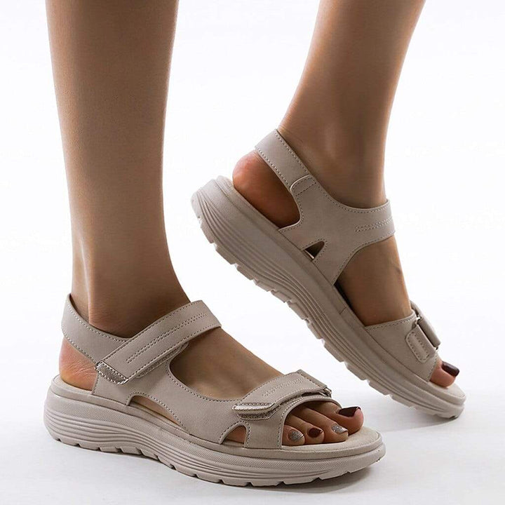 Rosie - Relaxed Women's Orthopedic Sandals with Double Velcro Strap and Wedge Platform Sole