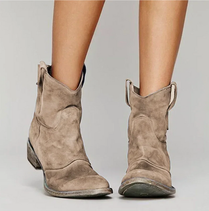 Rosie - Vintage Women's Comfort Ankle Boots with Stitched Block Heel