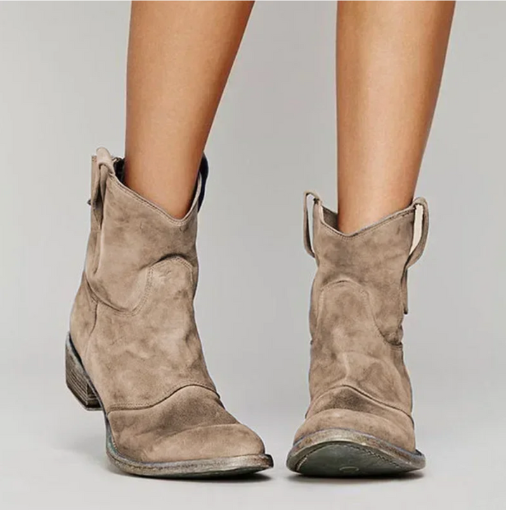 Rosie - Vintage Women's Comfort Ankle Boots with Stitched Block Heel
