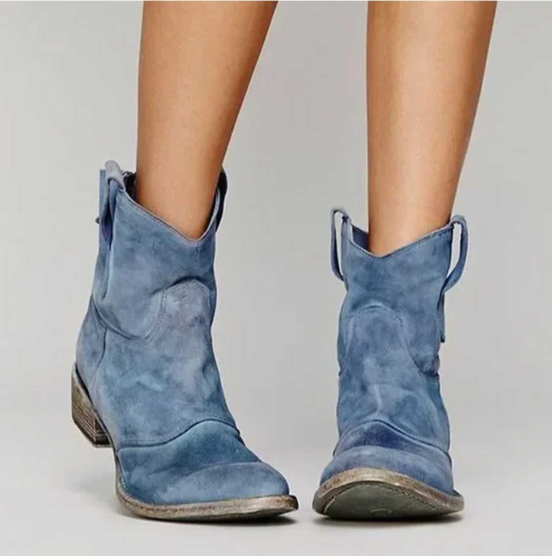 Rosie - Vintage Women's Comfort Ankle Boots with Stitched Block Heel