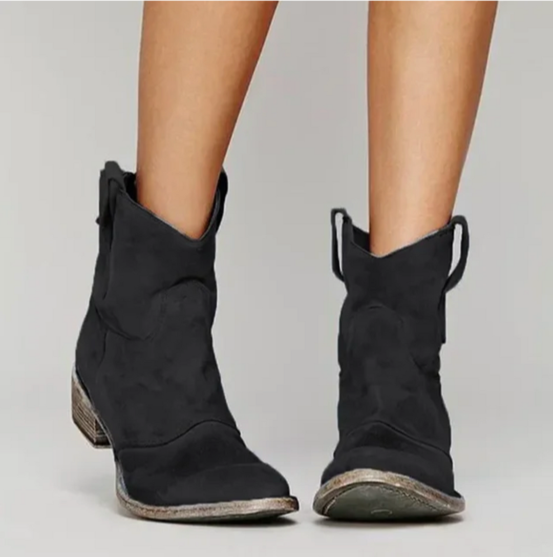 Rosie - Vintage Women's Comfort Ankle Boots with Stitched Block Heel