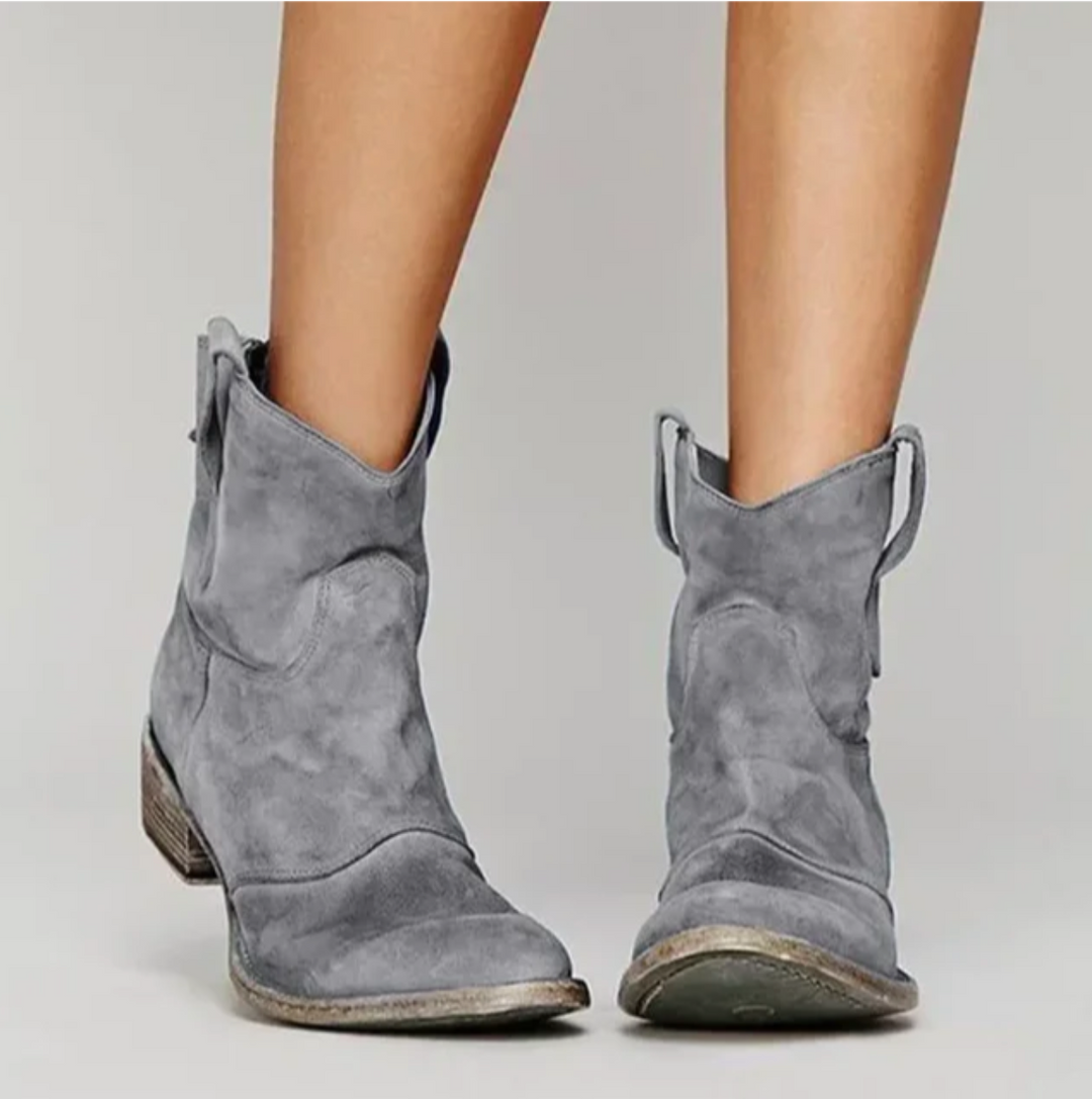 Rosie - Vintage Women's Comfort Ankle Boots with Stitched Block Heel