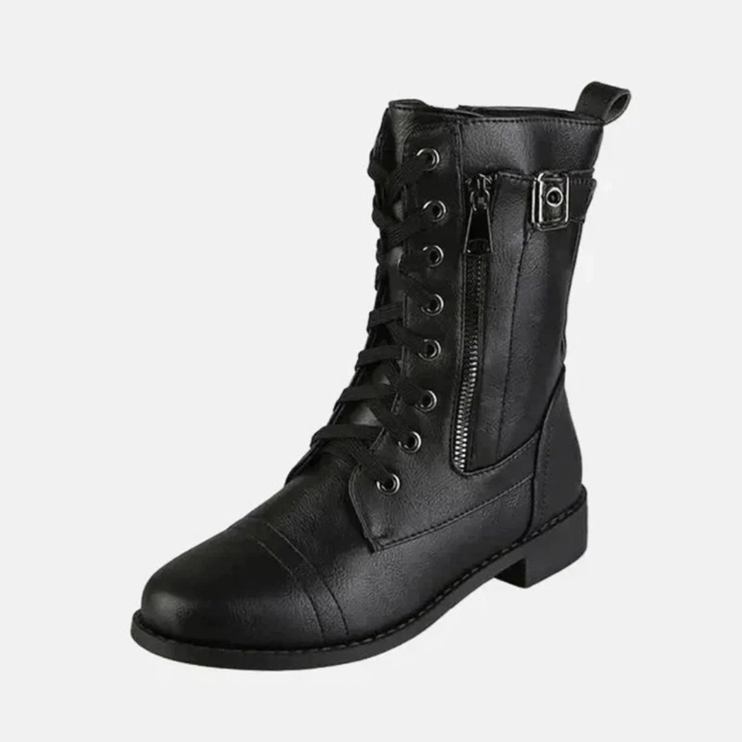 Rosie - Women’s comfort lace up ankle boots with side zip and low block heel