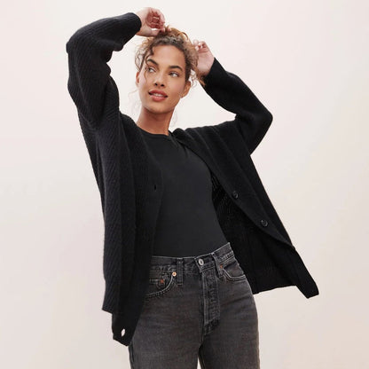 Rosie - Women’s oversized knitted cardigan with button front and v neck