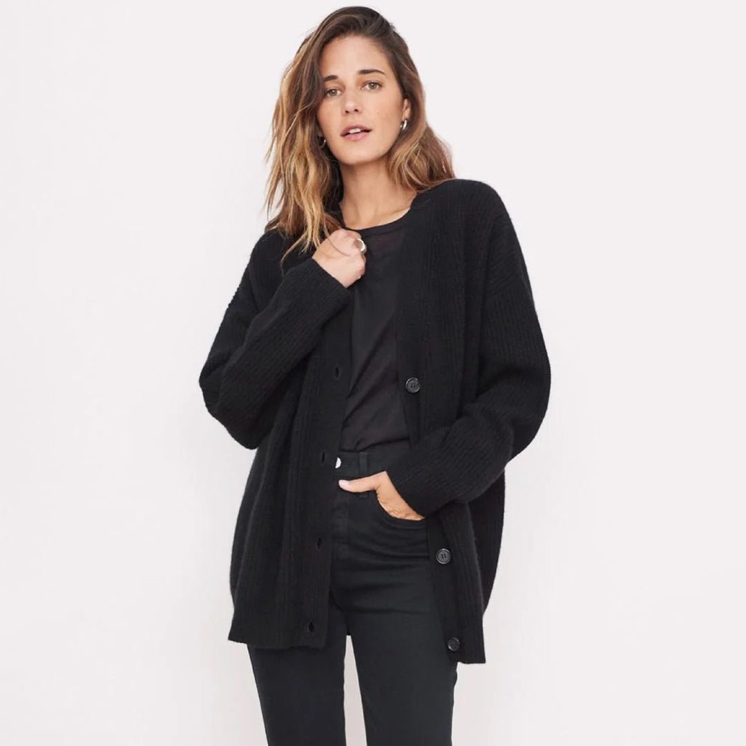 Rosie - Women’s oversized knitted cardigan with button front and v neck
