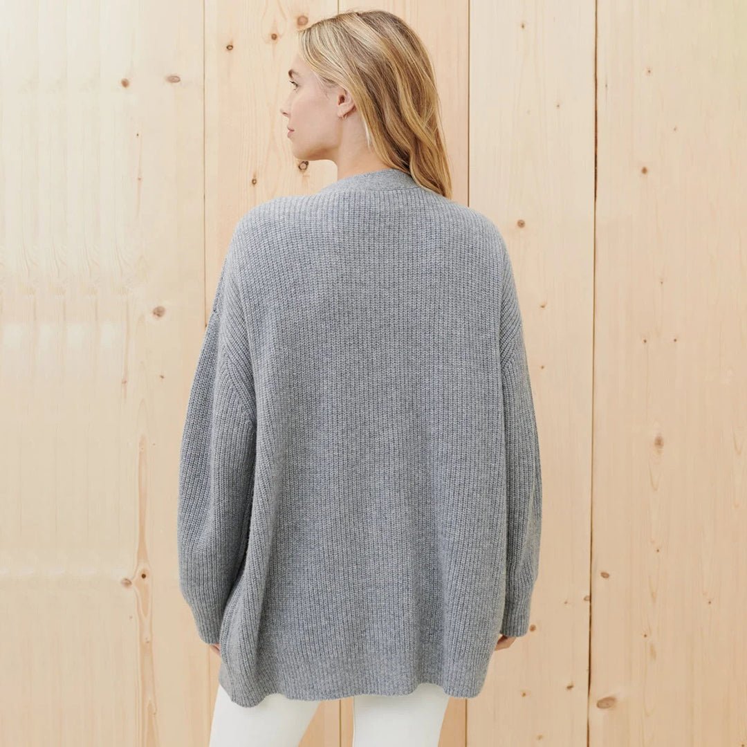 Rosie - Women’s oversized knitted cardigan with button front and v neck