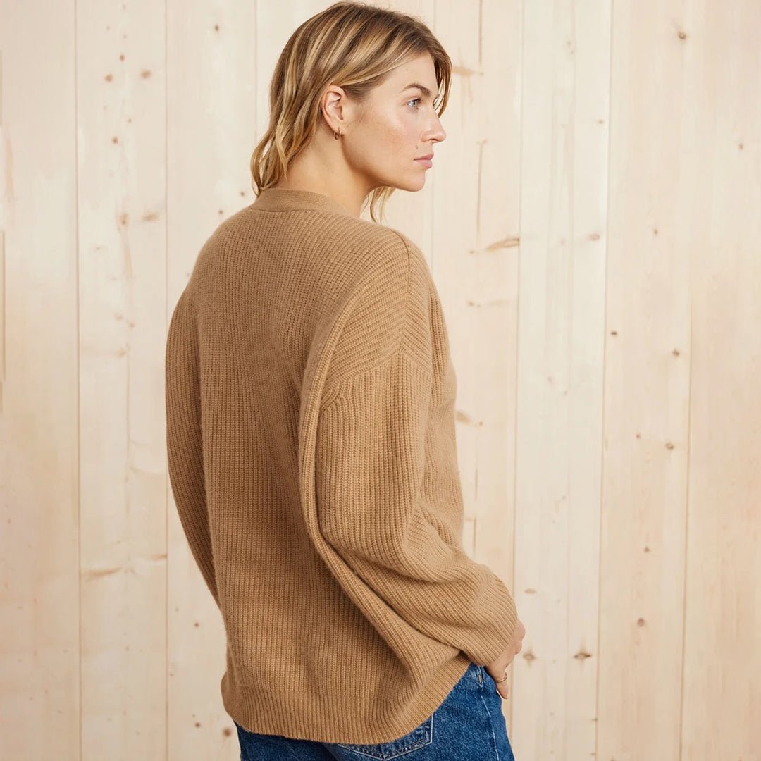 Rosie - Women’s oversized knitted cardigan with button front and v neck