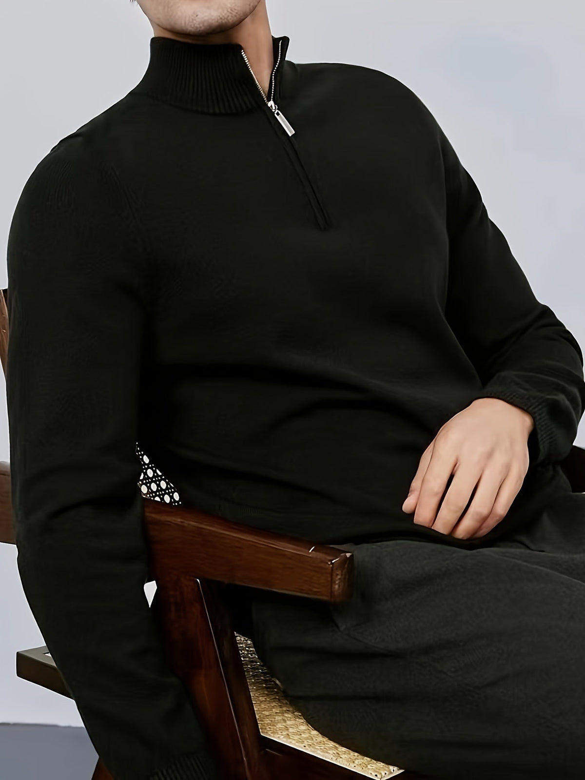Samuel - Men's casual quarter zip jumper with knitted finish and slim fit