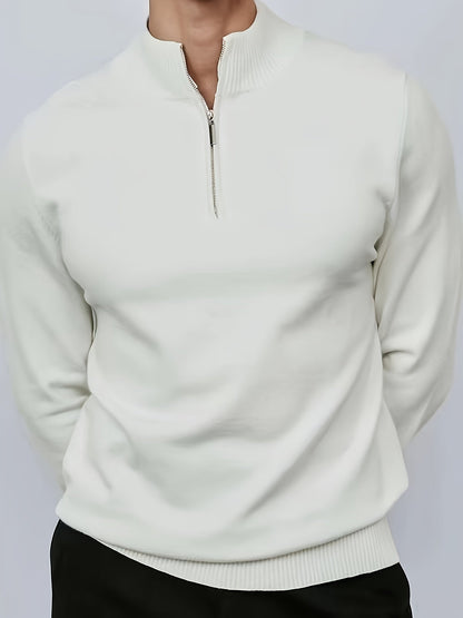 Samuel - Men's casual quarter zip jumper with knitted finish and slim fit