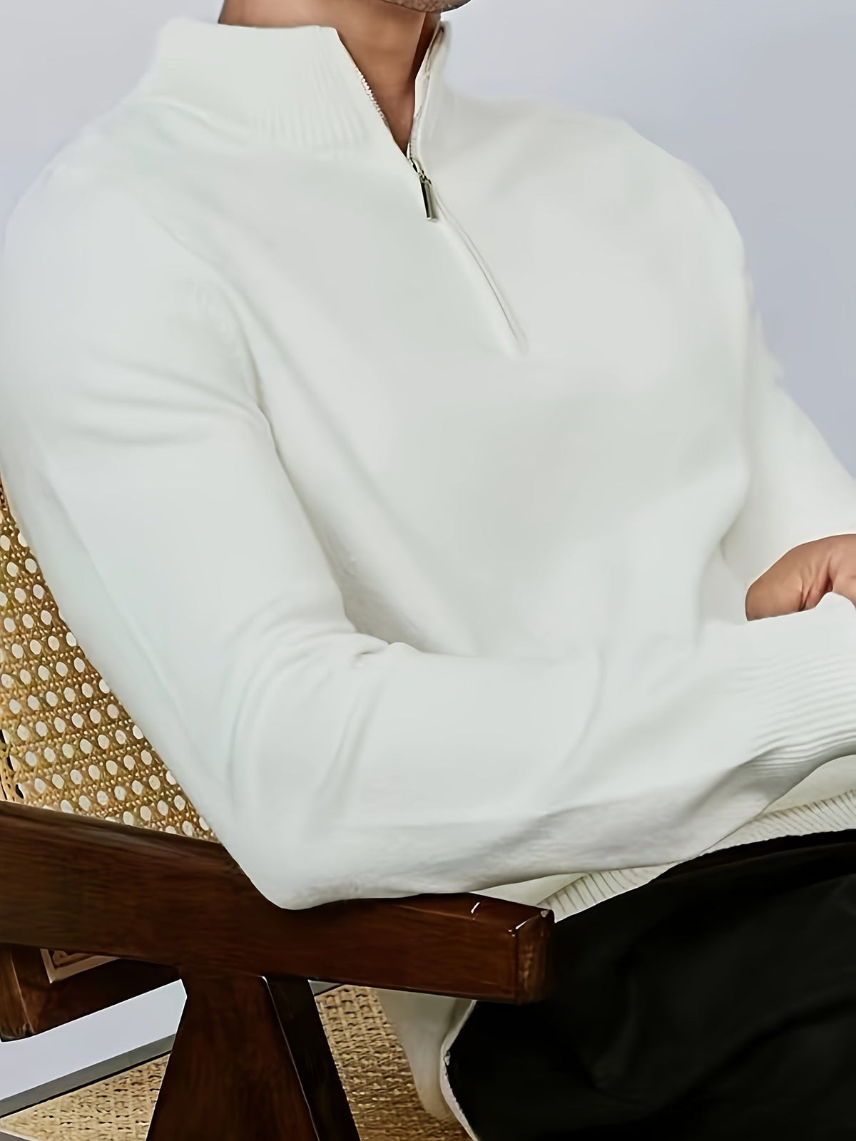 Samuel - Men's casual quarter zip jumper with knitted finish and slim fit