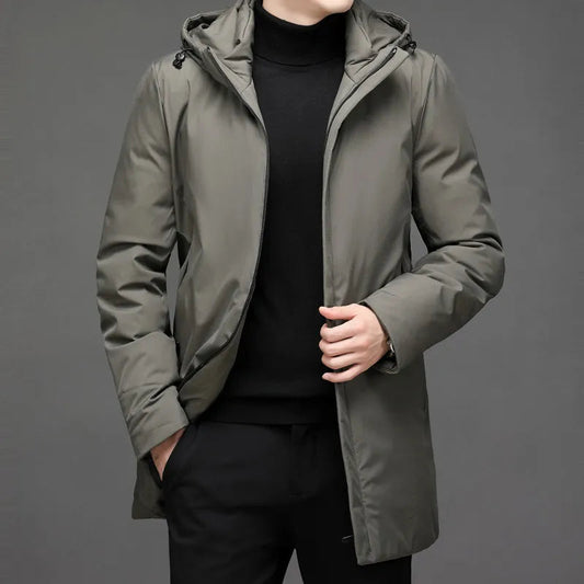 Henry - Men's long waterproof hooded parka coat with padded winter lining