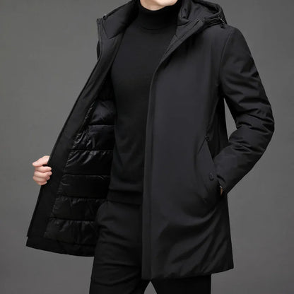 Henry - Men's long waterproof hooded parka coat with padded winter lining