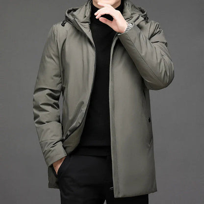 Henry - Men's long waterproof hooded parka coat with padded winter lining