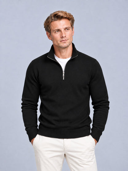 Samuel - Men’s smart quarter zip jumper with funnel neck and long sleeve