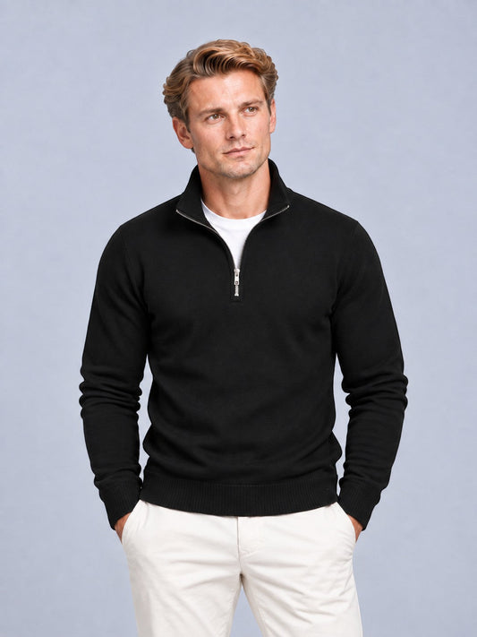 Samuel - Men’s smart quarter zip jumper with funnel neck and long sleeve