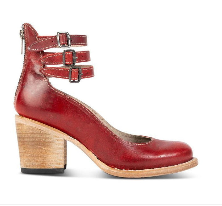 Scarlett - Vintage Women's Orthopedic Block Heel Shoes with Double Buckle Ankle Strap and Round Toe