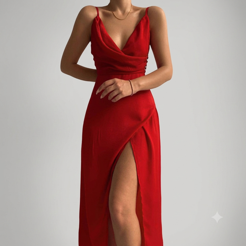 Sienna - Women's Summer Maxi Dress with Wrap V Neck and Tie Waist