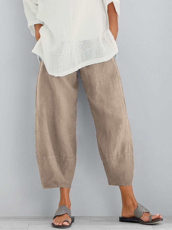 Sophia - Casual Women's Cropped Linen Trousers with Relaxed Fit