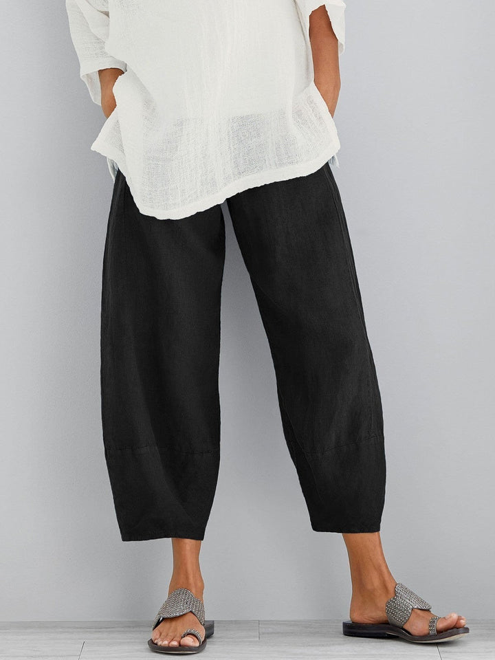 Sophia - Casual Women's Cropped Linen Trousers with Relaxed Fit