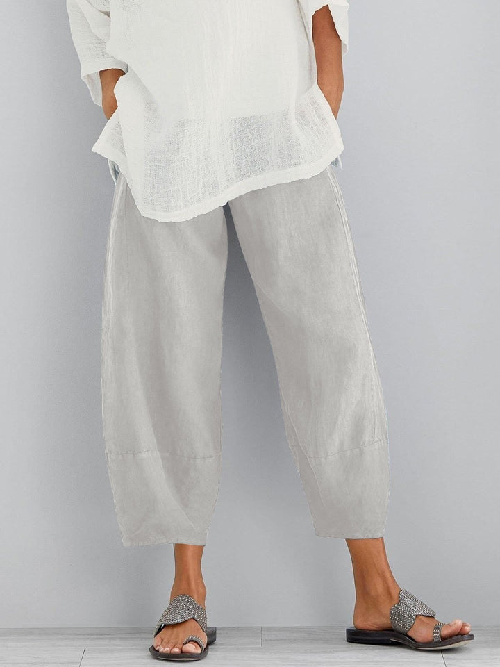 Sophia - Casual Women's Cropped Linen Trousers with Relaxed Fit
