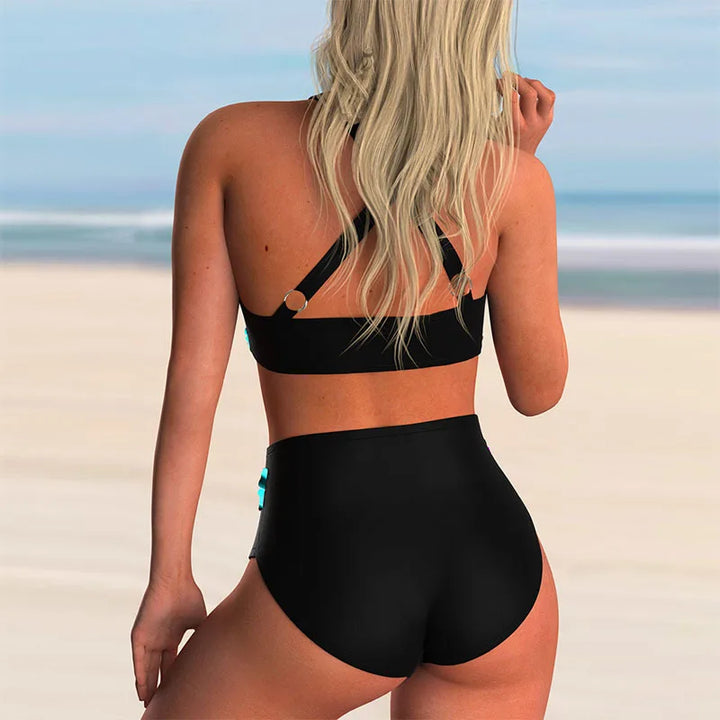 Sophia - Trendy Women's Swimsuit Bikini Set with Halter Wrap Top and High Waist Bottoms