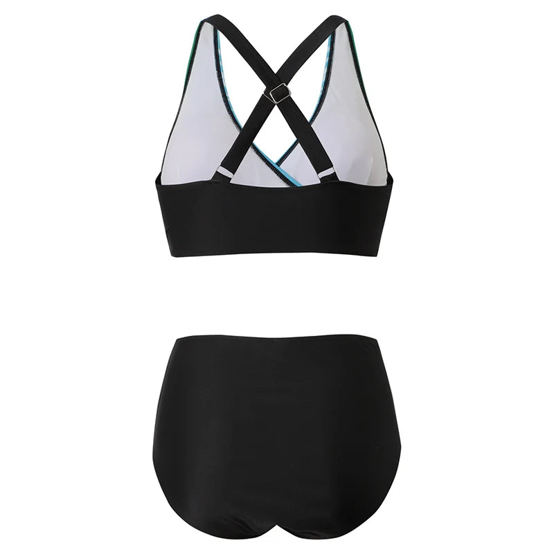 Sophia - Trendy Women's Swimsuit Bikini Set with Halter Wrap Top and High Waist Bottoms