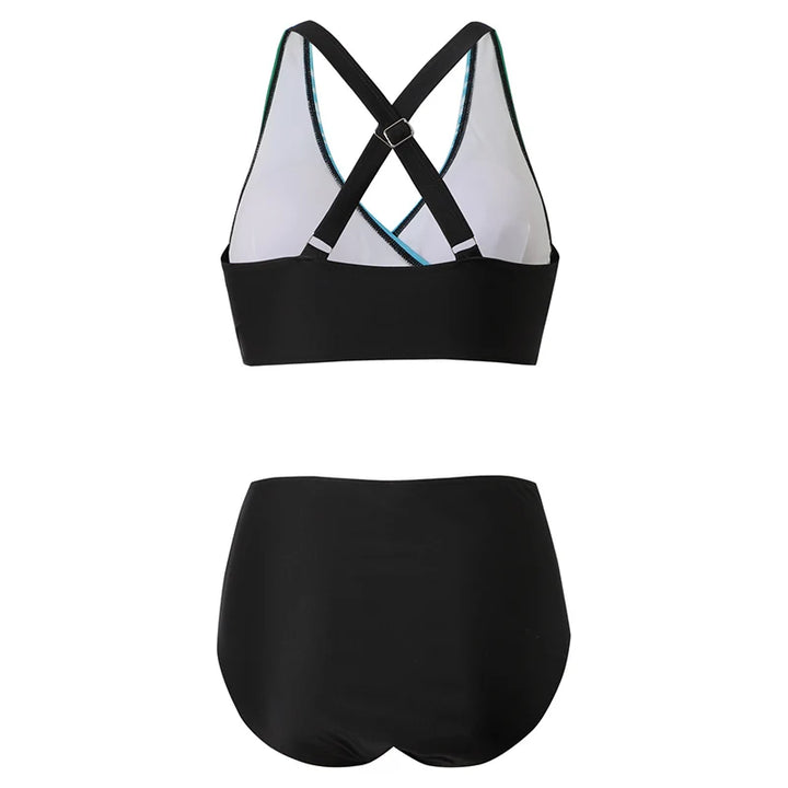 Sophia - Trendy Women's Swimsuit Bikini Set with Halter Wrap Top and High Waist Bottoms