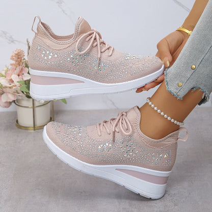 Freya - Women's Orthopedic Trainers with Diamante Detail for Autumn