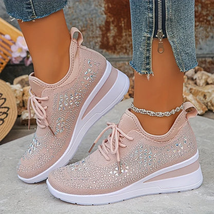 Freya - Women's Orthopedic Trainers with Diamante Detail for Autumn