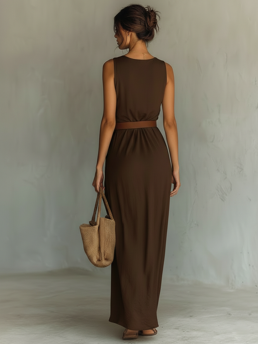Sophie - Elegant Wedding Guest Dress for Women with Cowl Neck and Belted Waist