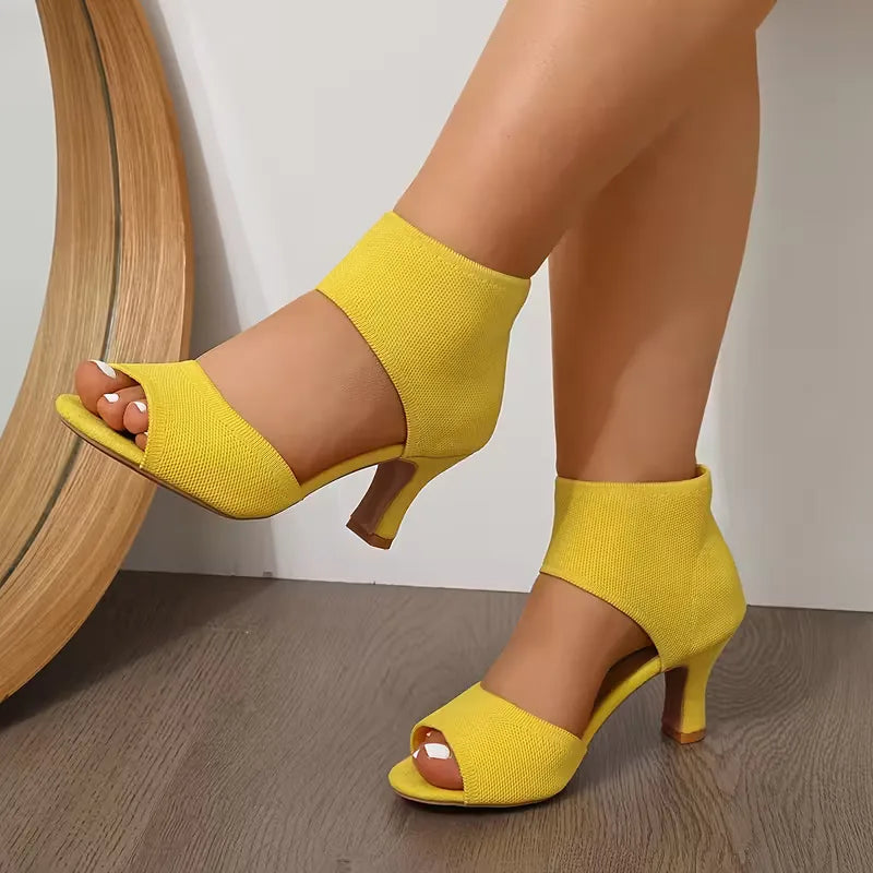Sophie - Elegant Women's Orthopedic Heeled Sandals with Sock Ankle Wrap and Open Toe
